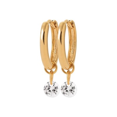Créoles pétillantes en zircon blanc cristal et plaqué or pour femme - Lyn&Or Bijoux