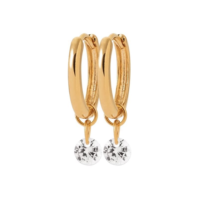 Créoles pétillantes en zircon blanc cristal et plaqué or pour femme - Lyn&Or Bijoux