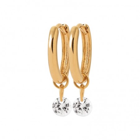 Créoles pétillantes en zircon blanc cristal et plaqué or pour femme - Lyn&Or Bijoux