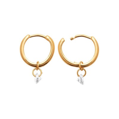 boucles pendantes plaqué or avec pierre brillante