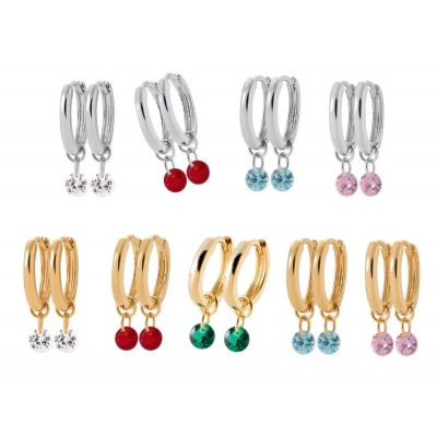 Créoles pétillantes en zircon coloré pour femme - 9 modèles