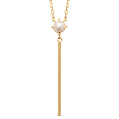 Collier et long pendentif en perle d'eau douce et plaqué or - Ayna