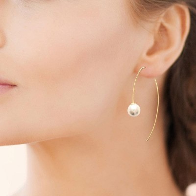 grandes boucles d'oreilles perles blanches & plaqué or - Lyn&Or Bijoux