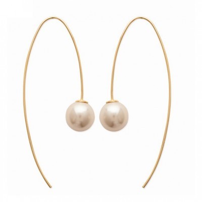Boucles d'oreilles originales, perles blanches & plaqué or - Sitta