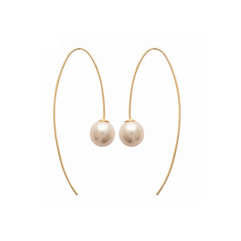 Boucles d'oreilles originales, perles blanches & plaqué or - Sitta