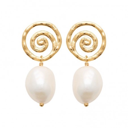 boucles d'oreilles pendantes perles de culture baroque et plaqué or - Ayana