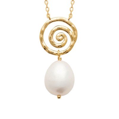 collier + pendentif perle d'eau douce ovale