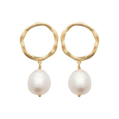 Boucles d'oreilles pendantes perles de culture d'eau douce - Safyna