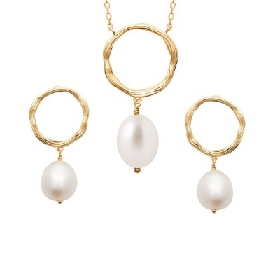 Boucles d'oreilles ou collier, perles de culture d'eau douce - Safyna