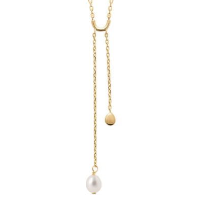 Collier double pendentif en perle de culture d'eau douce