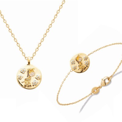 Collier ou bracelet Girafe pour garçon et fille en plaqué or
