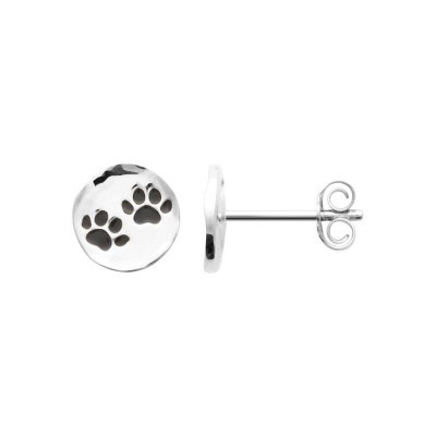 puces d'oreilles pour enfant, empreintes de pattes, argent 925