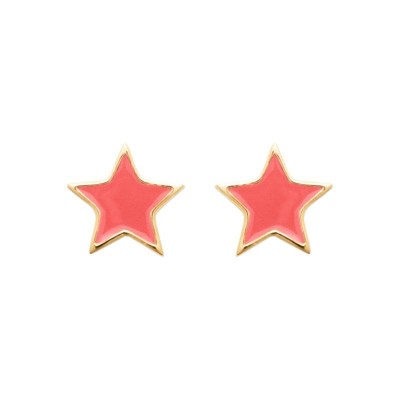 boucles d'oreilles star étoiles rouges pour fillette, plaqué or 18 carats