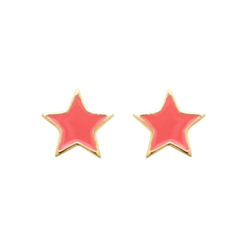 boucles d'oreilles star étoiles rouges pour fillette, plaqué or 18 carats