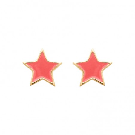 boucles d'oreilles star étoiles rouges pour fillette, plaqué or 18 carats