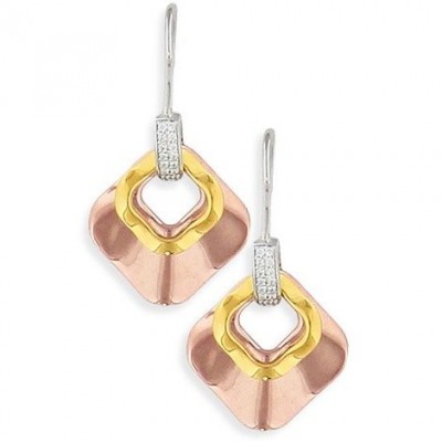 Boucles d'oreilles pour femme argent 3 tons & zircon - Panama, Lyn&Or Bijoux