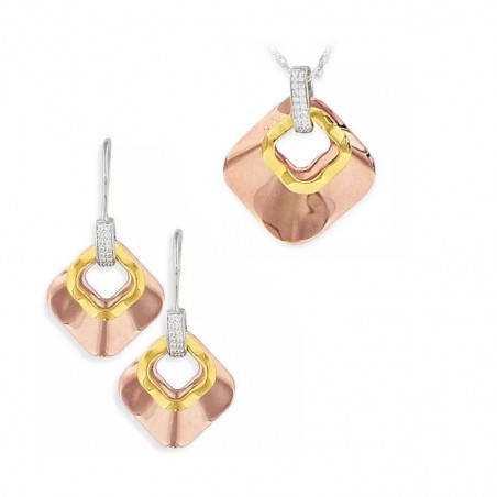 Parure de bijoux pour femme argent 3 tons & zircon - Panama