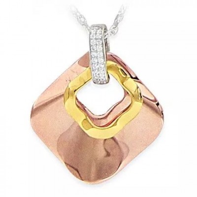 collier pour femme argent 3 tons & zircon - Panama