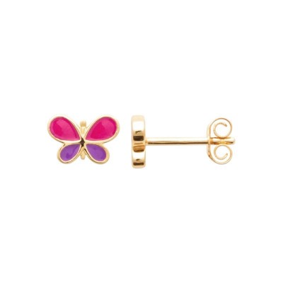 boucles d'oreilles papillon violet pour fillette, argent rhodié 925 millièmes