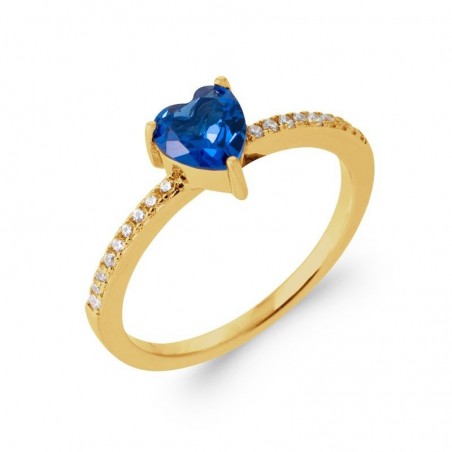 Bague coeur bleu océan et plaqué or pour femme - Marina