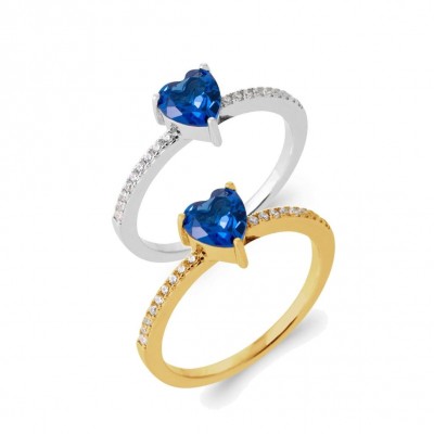 Bague coeur bleu océan pour femme - Marina