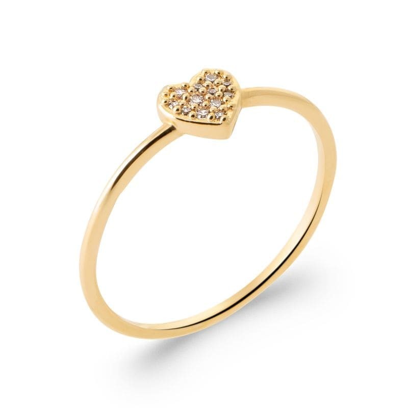 Bague coeur brillant en zircon et plaqué or pour femme - Jolly