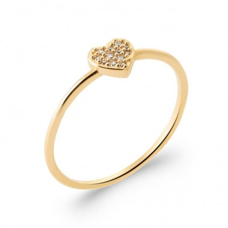 Bague coeur brillant en zircon et plaqué or pour femme - Jolly