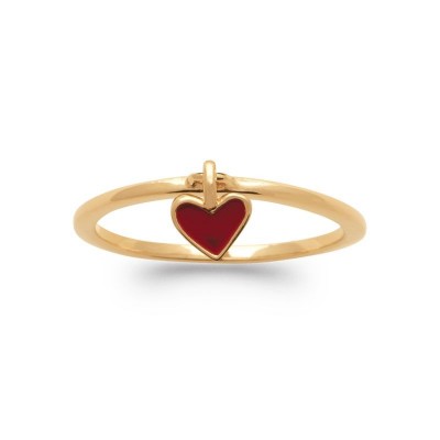 Bague originale avec un coeur rouge en breloque