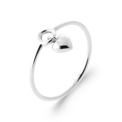 Bague originale en argent 925 avec un coeur en breloque