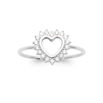 bague coeur brillant et argent