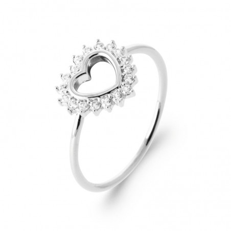 Bague argent 925 et coeur brillant en zircon - Lisa