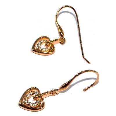 Boucles d'oreille pendantes femme, coeur & zircon - Chiquita - Lyn&Or Bijoux