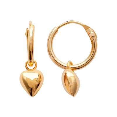 Créoles coeur en plaqué or : mode femme bijoux