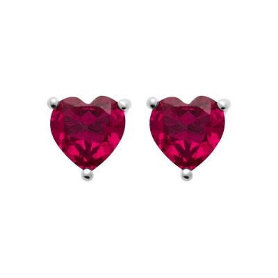 Boucles d'oreilles rouge avec pierre en forme de coeur - Valentine
