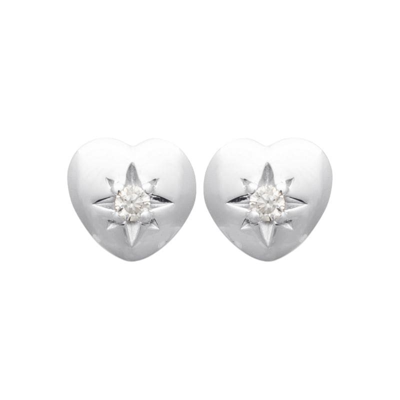 Boucles d'oreilles puces avec coeurs et zircon, argent 925 - Tiana