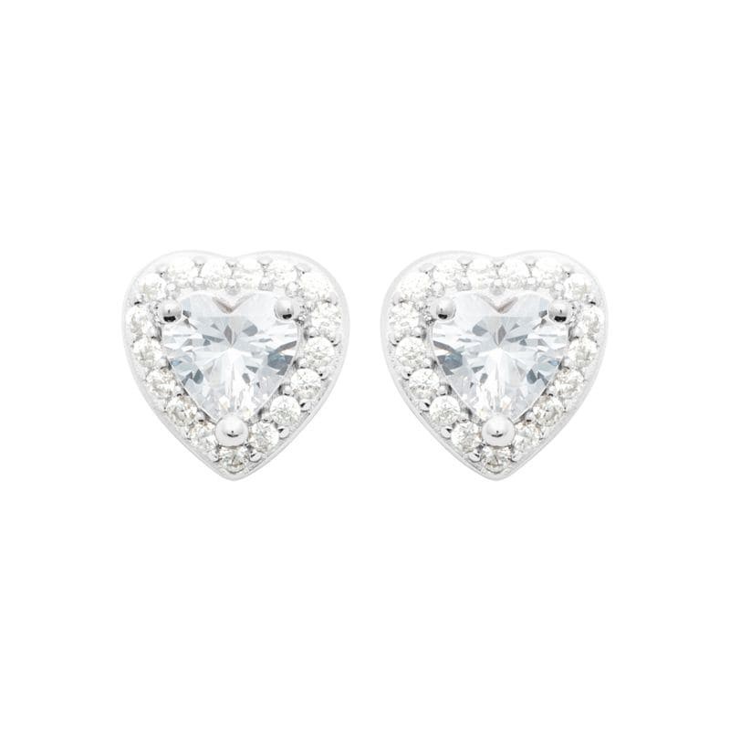 Boucles d'oreilles argent 925 coeur blanc étincelant