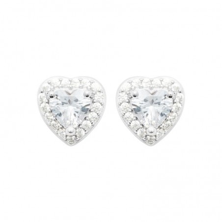 Boucles d'oreilles argent 925 coeur blanc étincelant