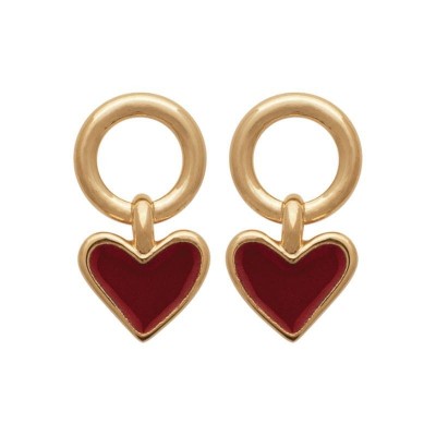 boucles d'oreilles rouge et doré avec un coeur