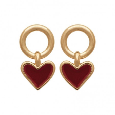 boucles d'oreilles rouge et doré avec un coeur
