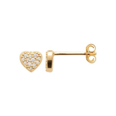 Clous d'oreilles, coeur doré et pierres brillantes - Steena