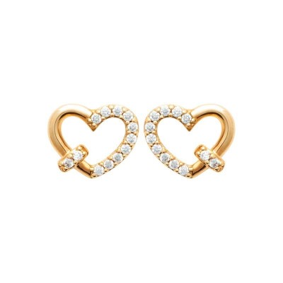 Boucles d'oreilles femme, st Valentin en plaqué or et zircon