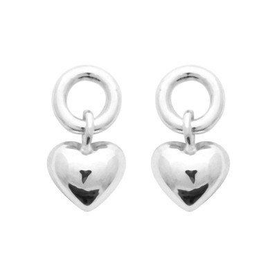 Boucles d'oreilles femme et fille, originales coeur en argent