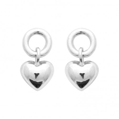 Boucles d'oreilles femme et fille, originales coeur en argent