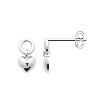 Boucles d'oreilles originales coeur en argent - Teana