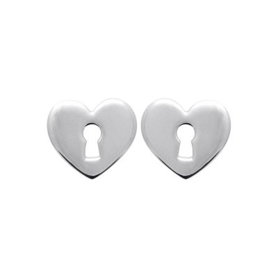 Boucles d'oreilles pour femme, coeur cadenas en argent 925