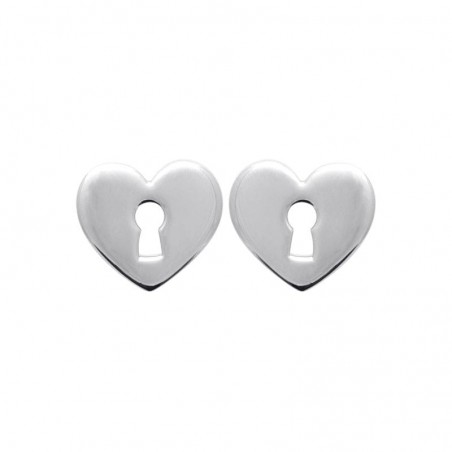 Boucles d'oreilles pour femme, coeur cadenas en argent 925