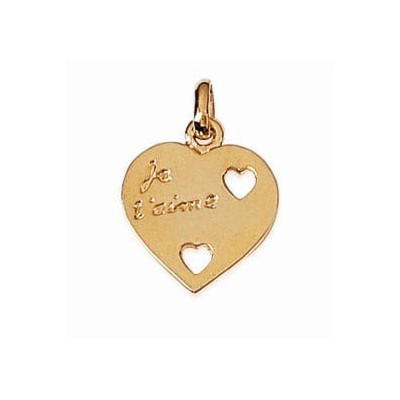 Pendentif gravé "je t'aime" plaqué or jaune 18 carats