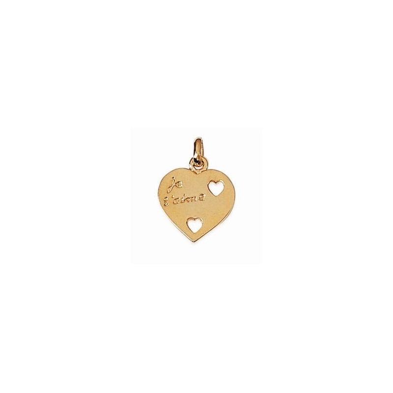 Pendentif gravé "je t'aime" plaqué or jaune 18 carats