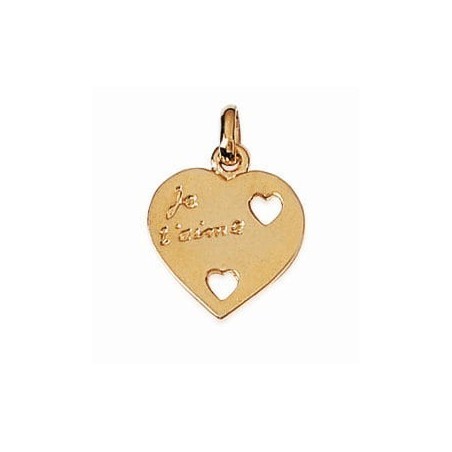 Pendentif gravé "je t'aime" plaqué or jaune 18 carats