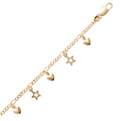 Bracelet à breloques spécial amoureux en plaqué or pour femme
